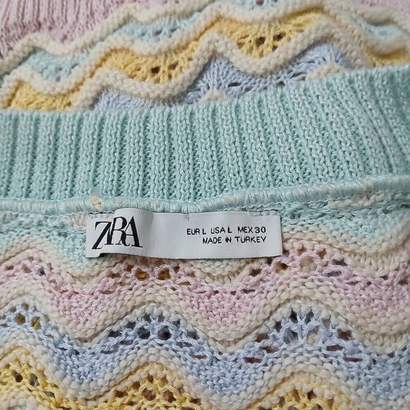 Zara womens large viscose silk vest Sleevless top open knit mesh lavender blue - Picture 4 of 7